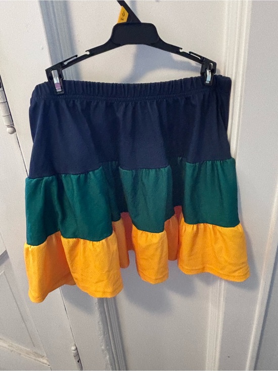 SHEIN Dresses & Skirts - SHEIN Navy, Green & Yellow Tiered Skater Skirt